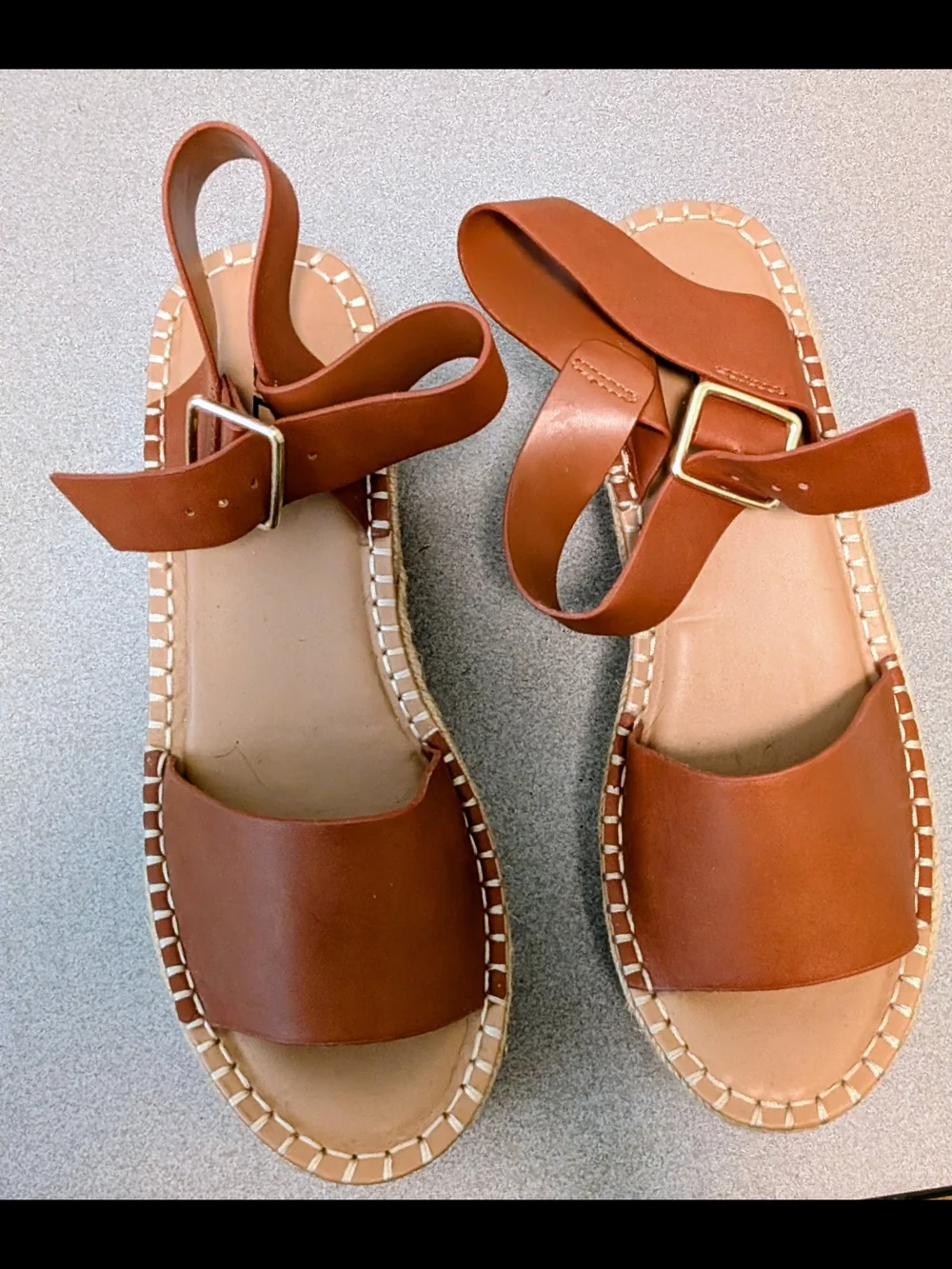 Soda Tan Espadrille Platform Wedge Sandals with Ankle Buckle
